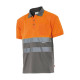 Polo bicolore manches courtes haute visibilité - Taille et couleur au choix Orange-Gris