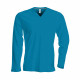 Tee-shirt de travail col v manches longues kariban 100% coton - Taille et coloris au choix Bleu