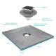 Receveur de douche à carreler 90x90 cm avec bondes à sortie verticale - Grille Inox - RAINY Aurlane - PACR002 