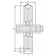 Roue à gorge triangulaire 300 v diamètre 120 mm - 1 roulement pour roues à roulements à billes 