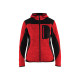 Veste tricoté capuche femme  49312117 rouge fluo-noir