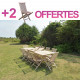 Salon jardin en teck batan 8 chaises 2 fauteuils - bundle chaises 