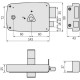 Serrure en applique horizontale à fouillot - pêne dormant et demi-tour - a cylindre rond - match main droite 