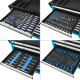 Servante d'atelier professionnelle avec outils en chrome vanadium 7 tiroirs 243 pièces    bleu 