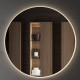 Meuble de salle de bain simple vasque - 3 tiroirs - palma et miroir rond led solen - ebony (bois noir) - 60cm 