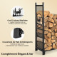 Support à bois de chauffage 121 cm support à bûches robuste avec côtés en maille motifs de cerfs et d'arbres pour intérieur et extérieur noir helloshop26 20_0003986 