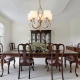 Suspension alberto, laiton antique et cristal, 5 ampoules 