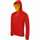 Sweat-shirt à capuche contrastée kariban homme - Coloris et taille au choix Jaune-Rouge