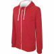 Sweat-shirt zippé capuche contrastée kariban homme - Coloris et taille au choix Rouge