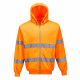 Sweat shirt zip central à capuche haute visibilité portwest - Couleur et taille au choix Orange