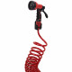 Tuyau d'arrosage spirale 15m avec pistolet et raccords 