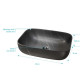 Vasque à poser rectangulaire en céramique noire mat effet marbre 46x32x13.5 cm - BLACK MARBLE Aurlane - VAS074 