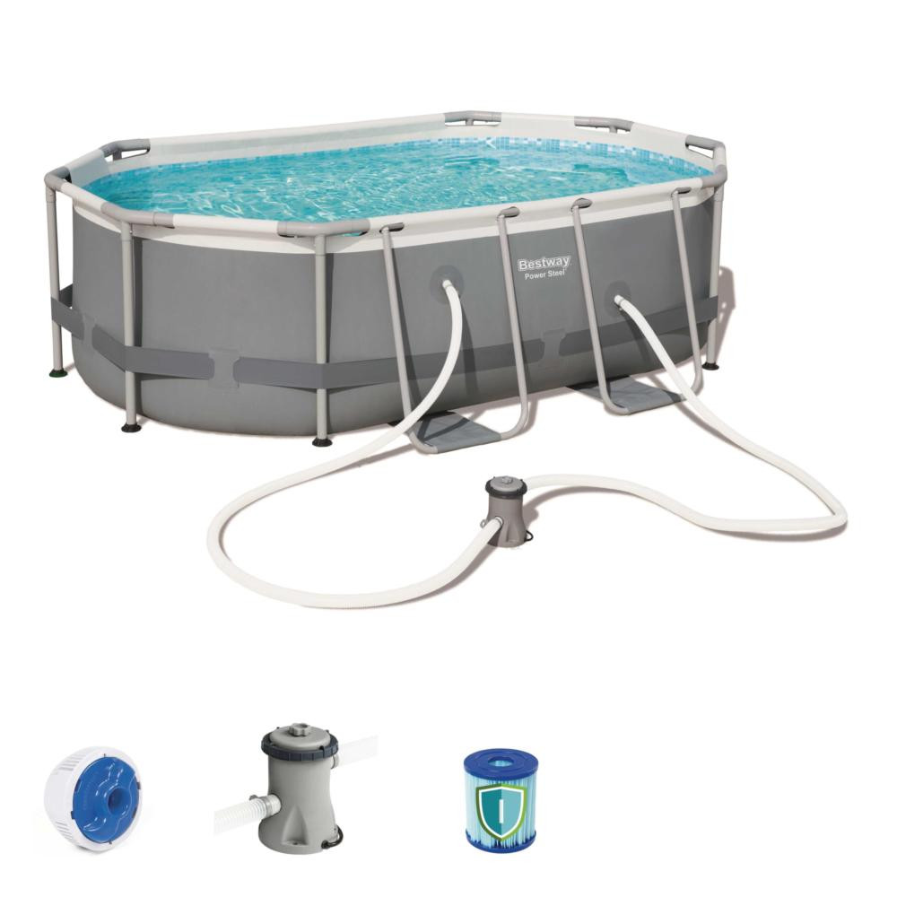 bestway kit piscine ovale power steel 3 00m x 2 00m x 84cm livre avec distributeur chemconnect et pompe de filtration distriartisan