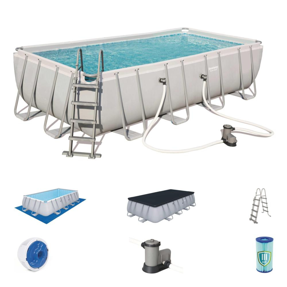 Bestway Piscine Rectangulaire Power Steel 5 49m X 2 74m X 1 22m Livre Avec Tapis De Sol Bache Echelle Et Pompe De Filtration A Cartouche Distriartisan
