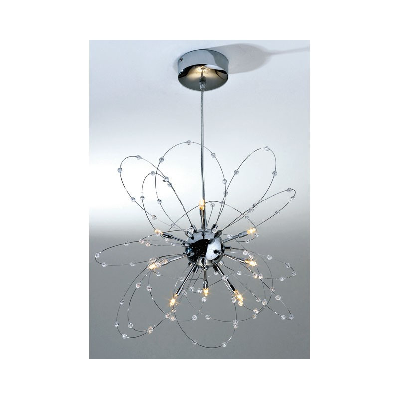 magnifique lustre a suspension effet systeme solaire de 40cm de diametre avec 8 ampoules g4 10w incluses distriartisan