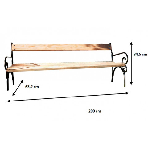 Banc De Jardin Alma En Metal Frene Ponce 2m 4 Personnes Ep 35cm 5 Lames Bj A Distriartisan