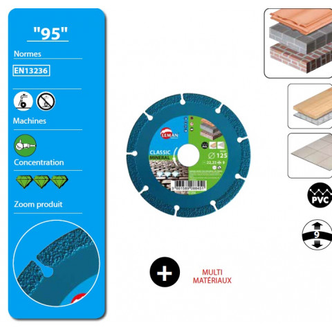 Disque diamant segments multi matériaux 22,23x125mm