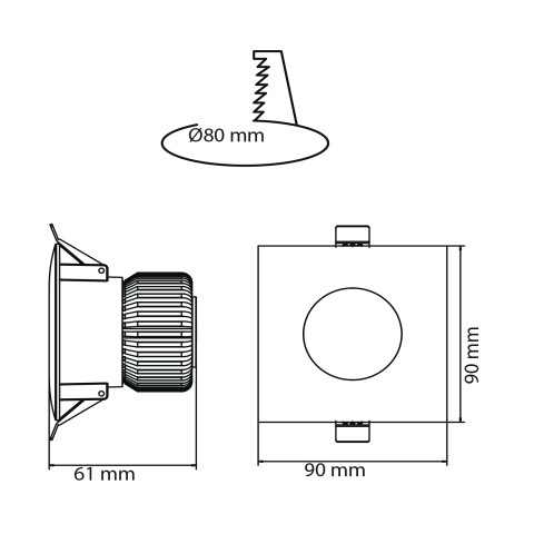 Spot led étanche ip65 6w carré