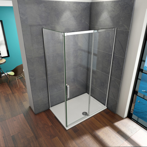 Cabine de douche porte coulissante 110x70x195cm verre anticalcaire cabine de douche