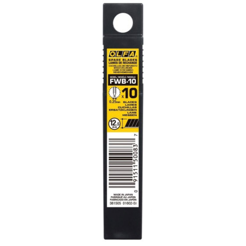 10 lames de cutter OLFA FWB-10 de 12,5 mm, spéciales papier peint - CARPENTRAS SIGN - OL08972