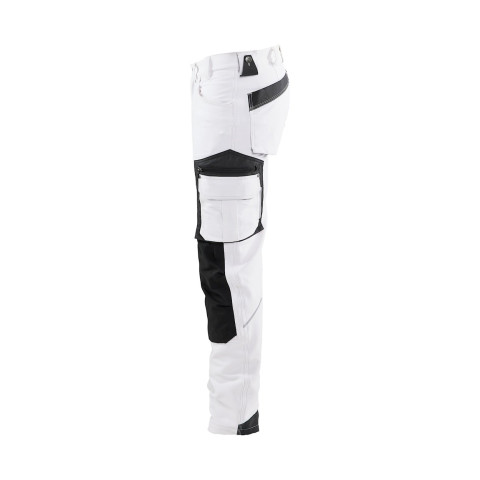 Pantalon peintre stretch 4D sans poches flottantes Blanc/Gris-Foncé 10891645 - Taille au choix