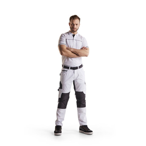 Pantalon Peintre +stretch Blanc/Gris-Foncé 10951330 - Taille au choix