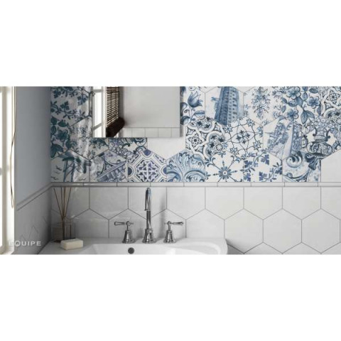 hexatile patchwork lisboa carrelage patchwork hexagonal bleu 17 5 x 20 cm distriartisan