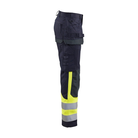Pantalon multinormes inhérent avec poches flottantes Marine/Jaune-Fluo 14891512 - Taille au choix