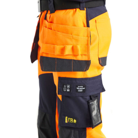 Pantalon multinormes inhérent avec poches flottantes Orange-Fluo/Marine 15891513 - Taille au choix