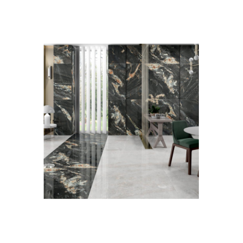 carrelage imitation marbre noir et marron cosmic black 120 x 120 cm distriartisan
