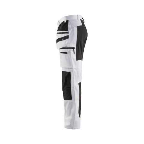 Pantalon peintre +stretch Blanc/Noir 19101000 - Taille au choix