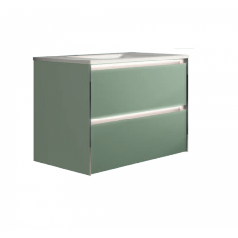 Meuble suspendu 80 cm à led + simple vasque - Cadiz - Couleur au choix