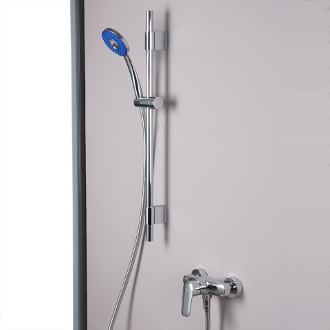 Pommeau de douche chromé / bleu 1 jet AZUL by Eurosanit