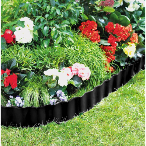 Bordure de jardin flexible ondulée noire hauteur 20cm x longueur 9 mètres en pvc et anti uv (ép. 1mm) - d-work