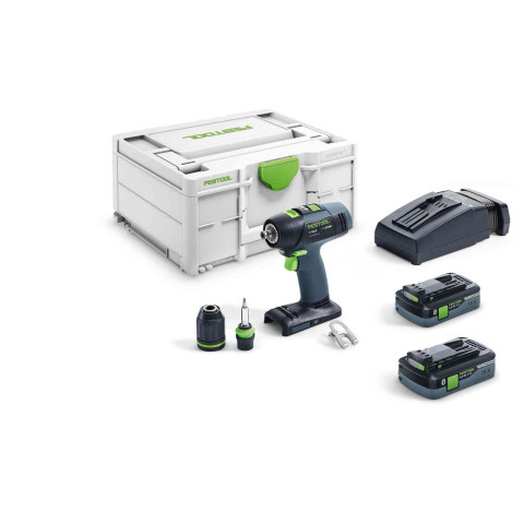 Perceuse-visseuse FESTOOL T 18+3 HPC 4,0 I-Plus - 2 batteries 18V 4.0 Ah + chargeur + Systainer 3 M187 - 577426