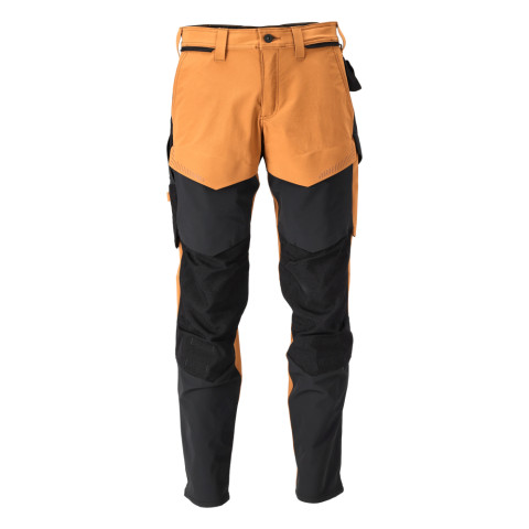 Pantalon de travail avec poches genouillères MASCOT Customized - 22379-311/2-Noir / Orange-43-76