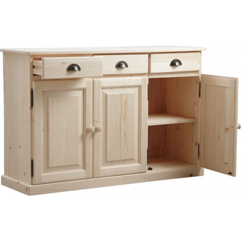 Buffet 3 portes 3 tiroirs en bois brut
