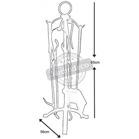 Valet de cheminée 4 accessoires en fer forgé