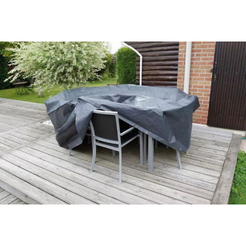 Housse mobilier de jardin pour table ronde 90 x 325 cm gris foncé