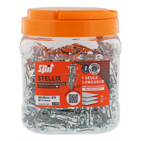 Cheville métallique à vis Stellix - 5 x 35 / 15 M5 + Vis Seau de 150 - SPIT - 060144
