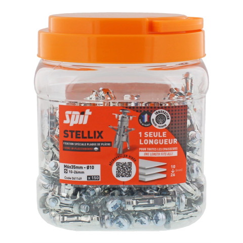 Cheville métallique à vis Stellix - 6 x 35 / 15 M6 + Vis Seau de 150 - SPIT - 060145