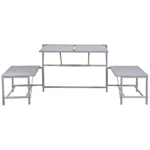 Banc de jardin convertible table + tabourets en métal