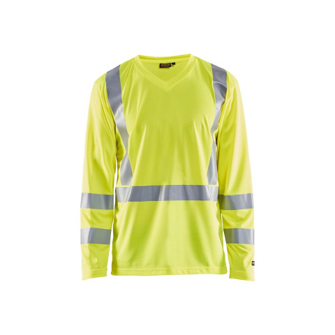 T-shirt à manches longues col V haute-visibilité anti-UV 33831011 - Couleur et taille au choix