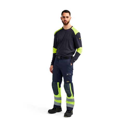 T-shirt manches longues ignifuge retardant flamme Marine/Jaune-Fluo 34571761 - Taille au choix