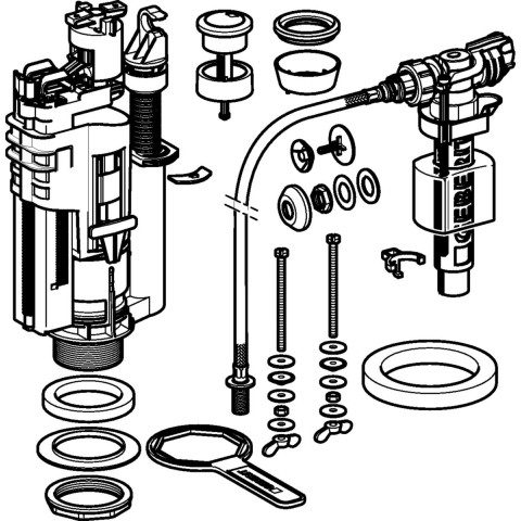 Lot de 4 kits de mécanisme de chasse complet geberit type 290 - 380
