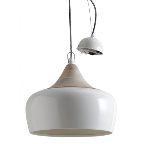 Lampe suspension en métal laqué et bois - Coloris au choix
