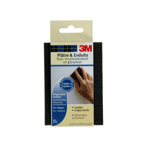 3m - 954252 - eponge abrasive 2 en 1 pour plâtre et enduits fin et moyen