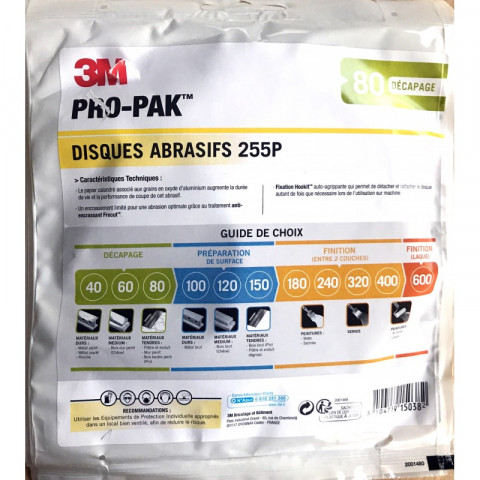 3m - disques abrasifs 255p p80 - lot de 10 (15 trous)