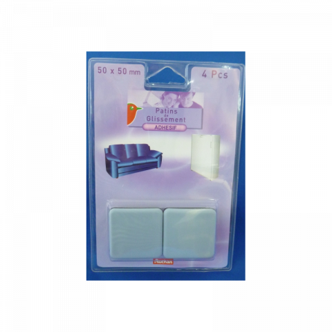 4 patins glisseurs lisses adhésifs - 50 x 50 mm