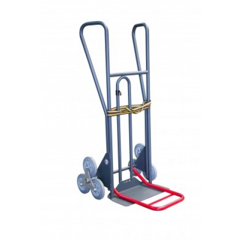 Diable standard bavette fixe + repliable à poignées fermées et roues étoiles 350 kg
